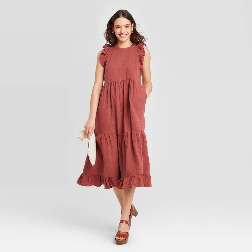 Target Sleeveless Ruffle Tiered Midi Dress XS